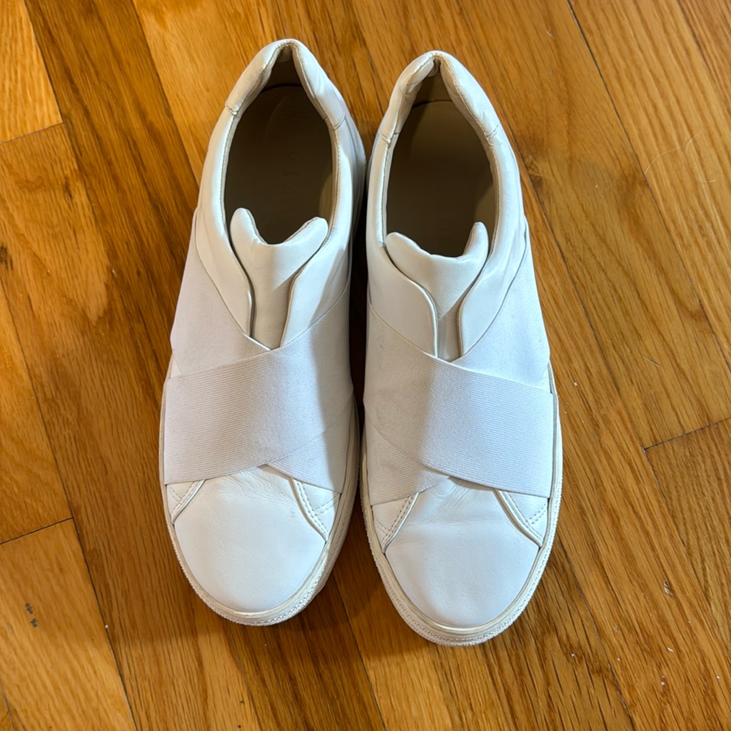 White Leather Slip On Sneakers Size 39/Us Women’s 9
